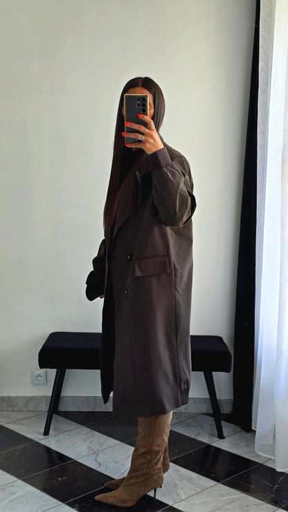 Manteau Long Esprit Blazer Bombers – Chocolat