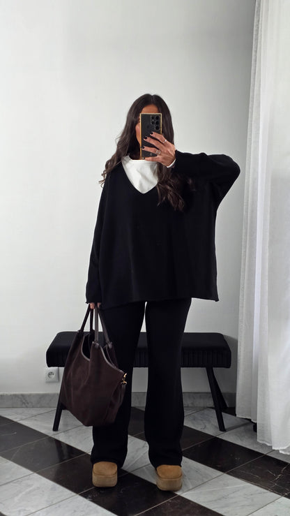 Ensemble Maille – Pull & Pantalon Noir