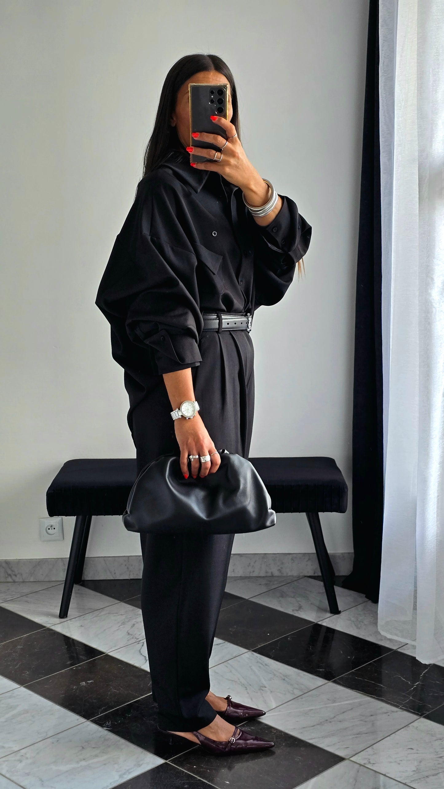 Pochette en cuir de vachette – Noir
