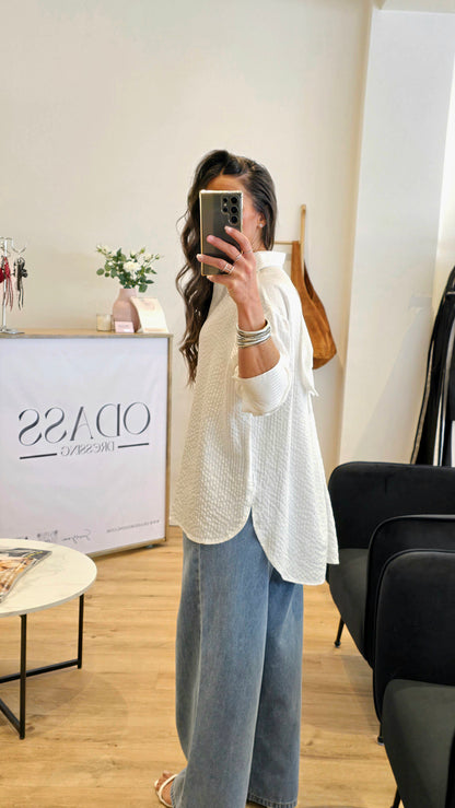 Chemise Blanche Détail Nœud Dos – Style Féminin & Raffiné