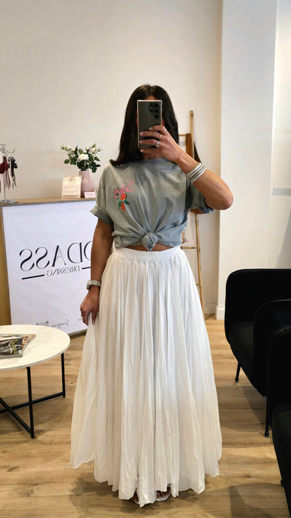 Jupe Longue Blanche 100% Coton – Fabriquée En Italie
