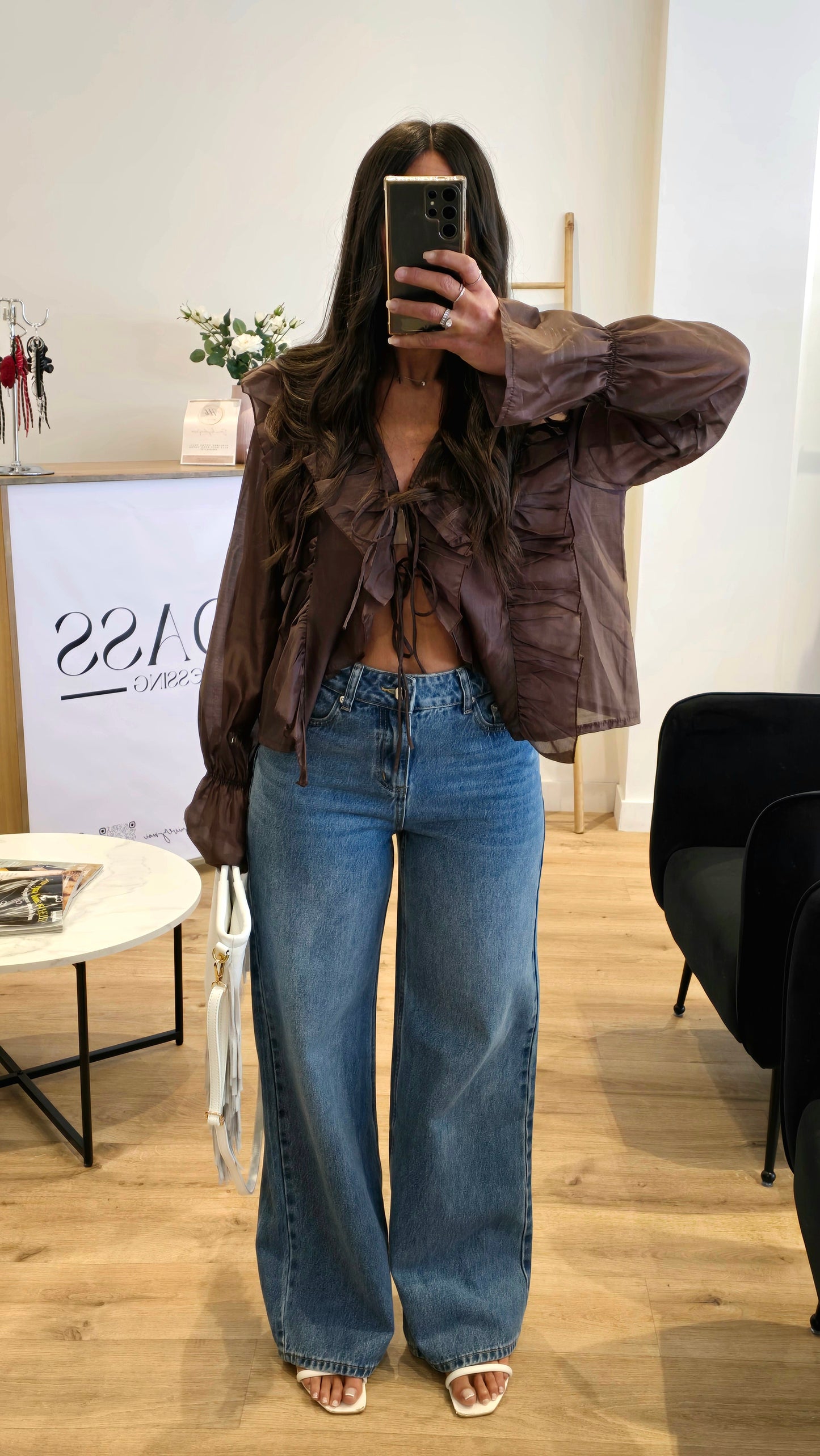 Jean Wide Leg taille Haute – Délavage Brut