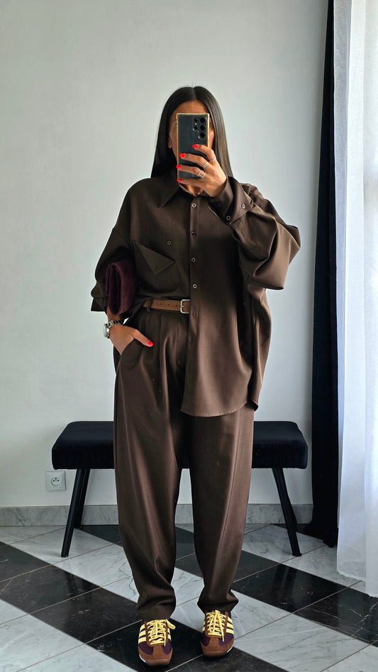 Pantalon Carotte Chic – Chocolat