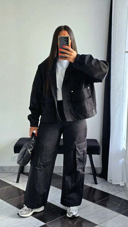 Pantalon Cargo Noir – Esprit Urbain