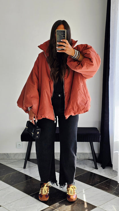 Manteau Oversize Cocooning Terracotta – Manches Ballon