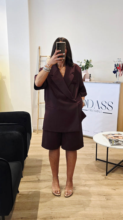 Blazer manches courtes structuré – Aubergine
