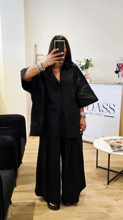 Ensemble Oversize Chemise + Pantalon Palazzo – 100% Coton