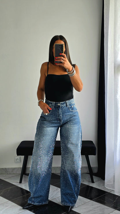 Jean Barrel Strass – Bleu Délavé