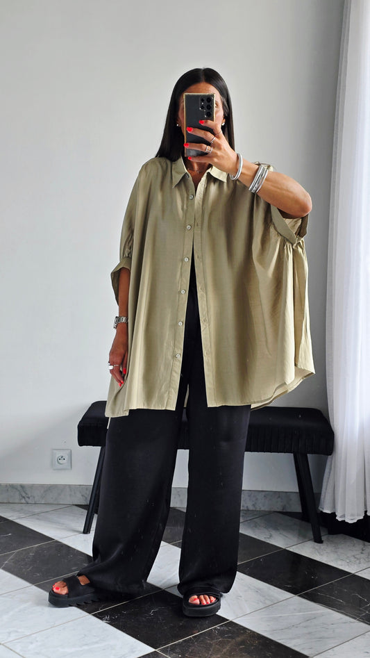 Chemise oversize fluide Kaki clair