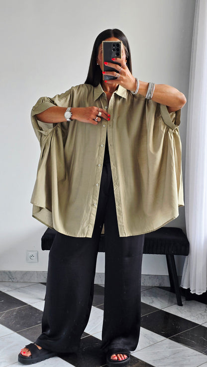 Chemise oversize fluide Kaki clair