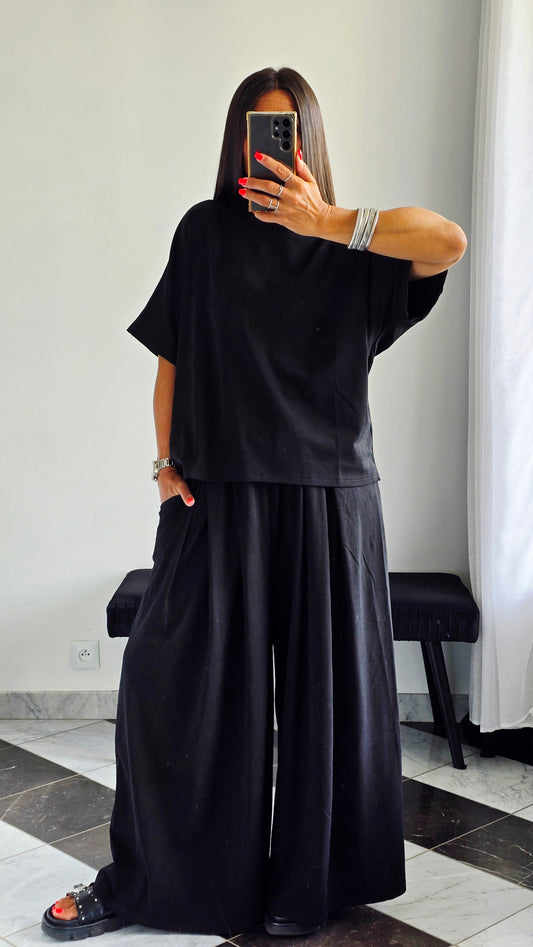 T-shirt oversize Noir en 100 % coton – Maille jersey