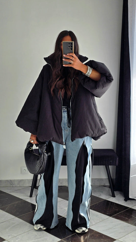Manteau Oversize Cocooning Noir – Manches Ballon