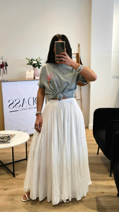 Jupe Longue Blanche 100% Coton – Fabriquée En Italie