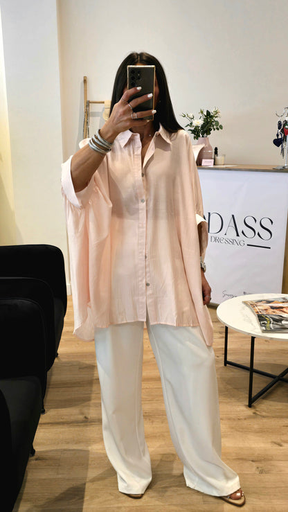 Chemise oversize fluide rose