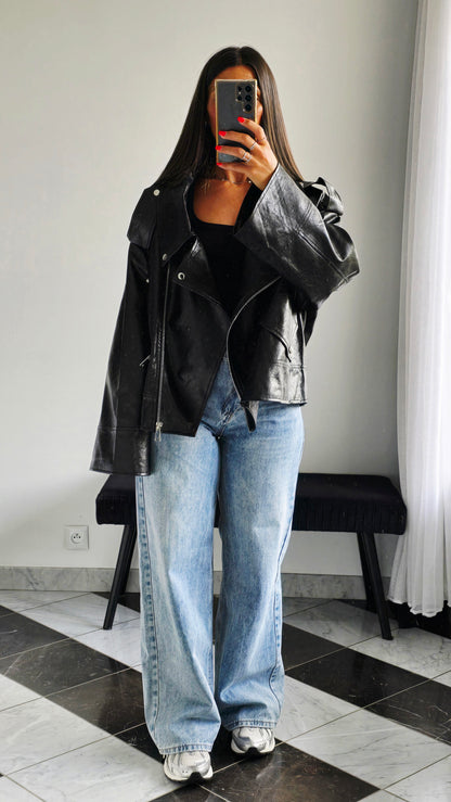 Perfecto Oversize en simili cuir – Col dégagé & style affirmé