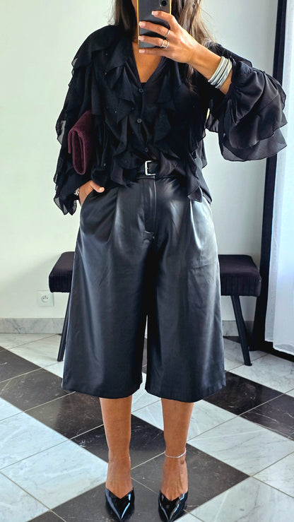 Bermuda Simili Cuir Noir