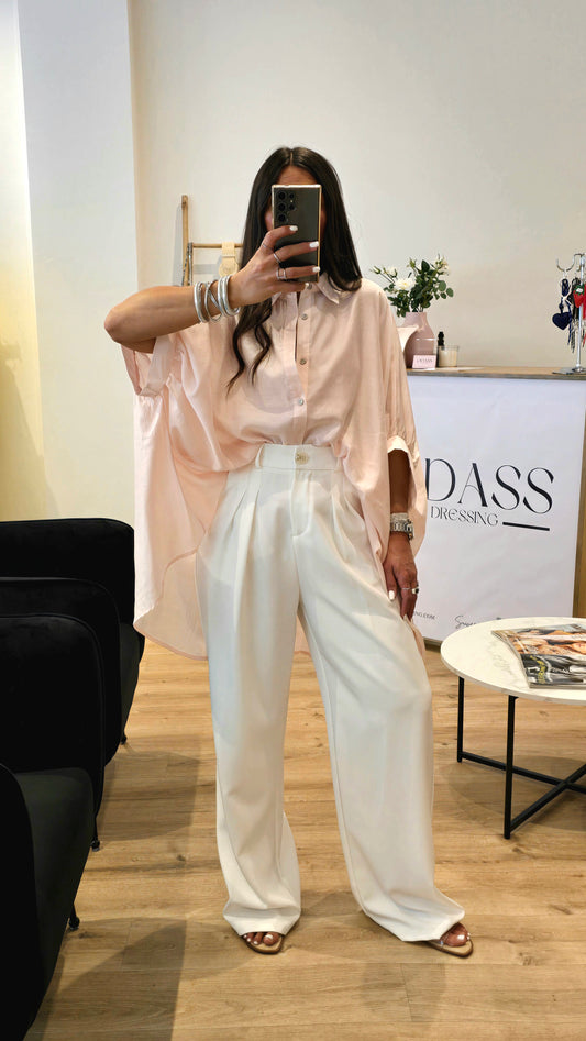 Chemise oversize fluide rose