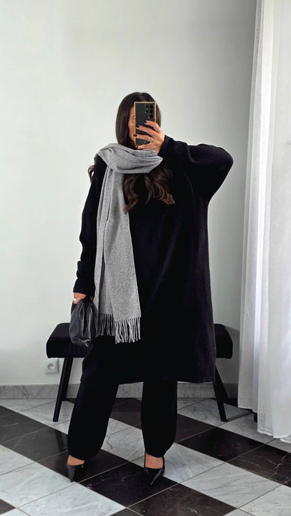 Écharpe Premium Cachemire & Laine – Gris Clair