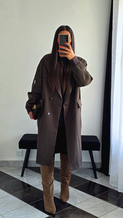 Manteau Long Esprit Blazer Bombers – Chocolat