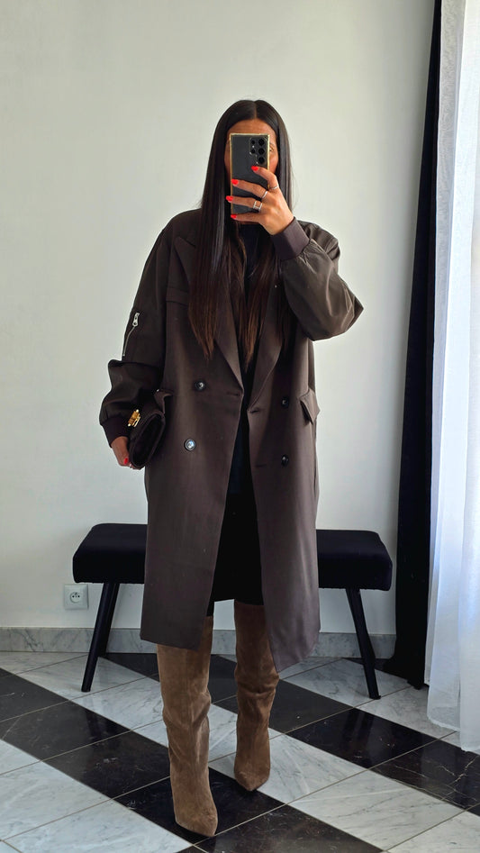 Manteau Long Esprit Blazer Bombers – Chocolat