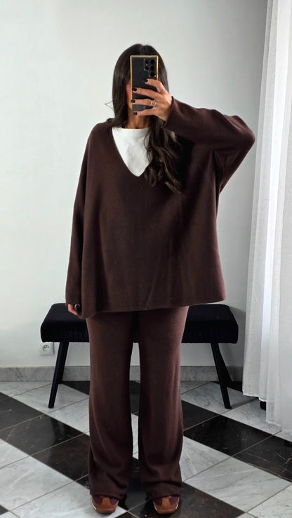 Ensemble Maille – Pull & Pantalon Chocolat