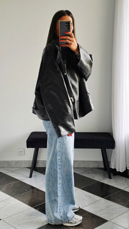Perfecto Oversize en simili cuir – Col dégagé & style affirmé