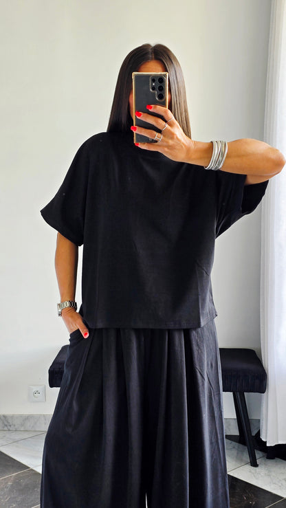 T-shirt oversize Noir en 100 % coton – Maille jersey