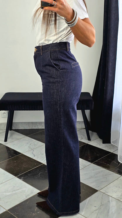 Jean Taille Haute Droit – Denim Brut