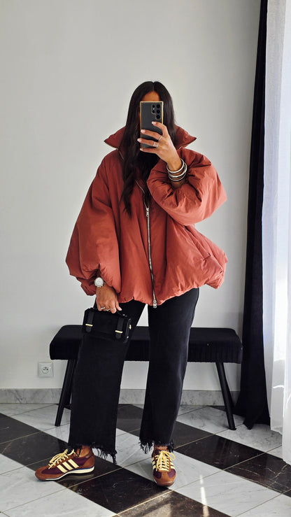 Manteau Oversize Cocooning Terracotta – Manches Ballon