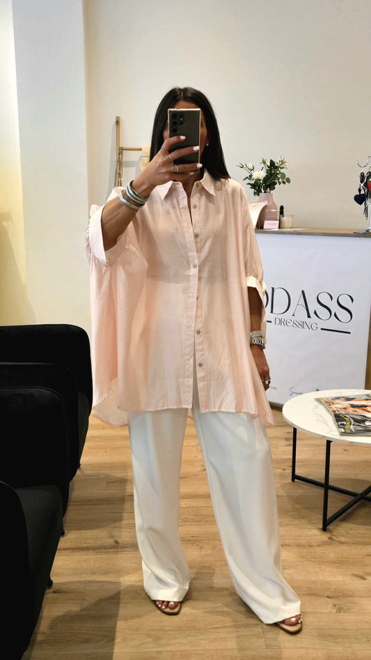 Chemise oversize fluide rose